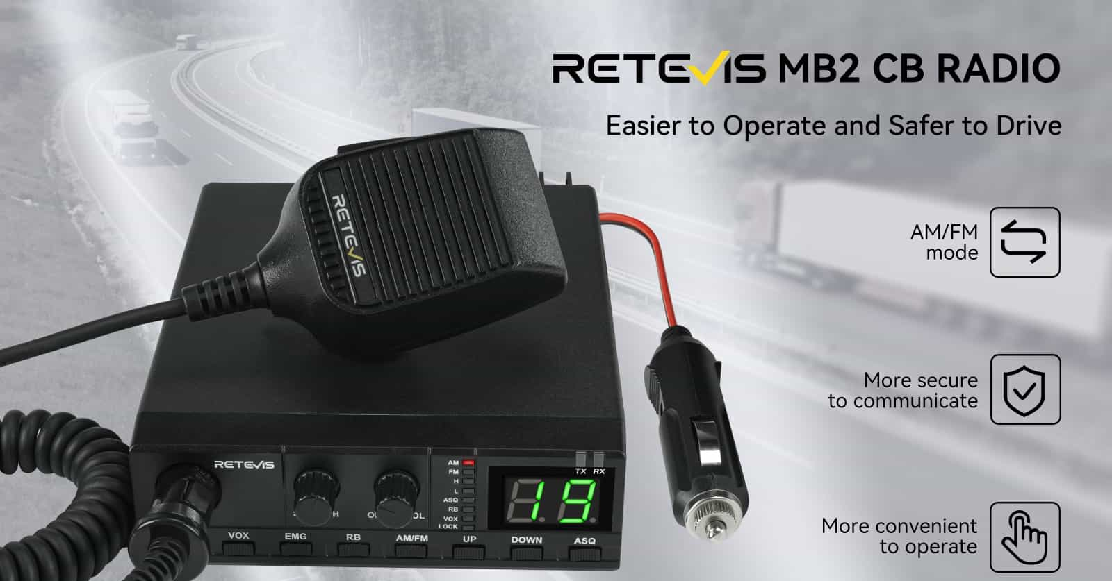 Retevis MB2 40-Channel 4W CB Mobile Radio