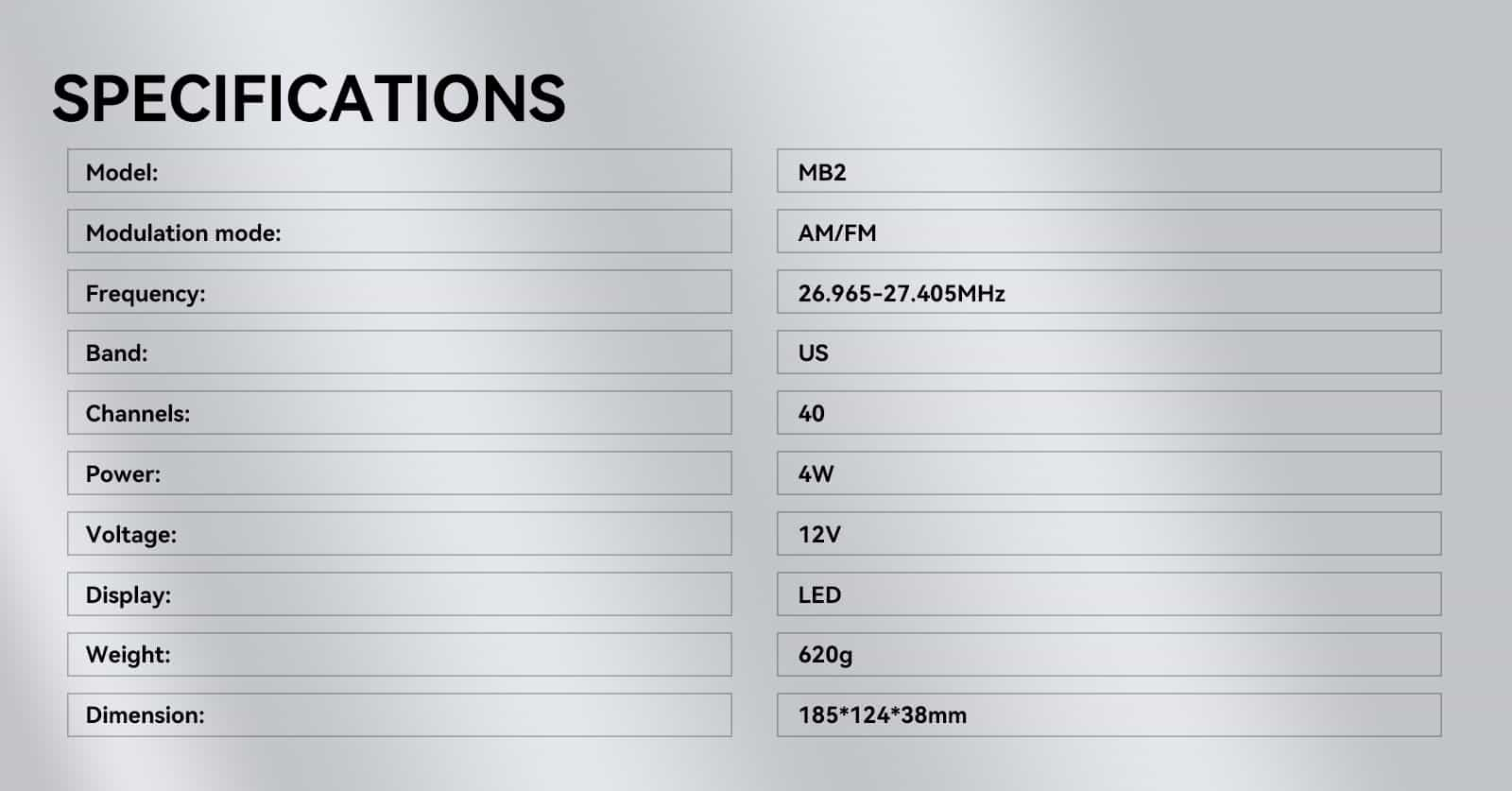 product specifications