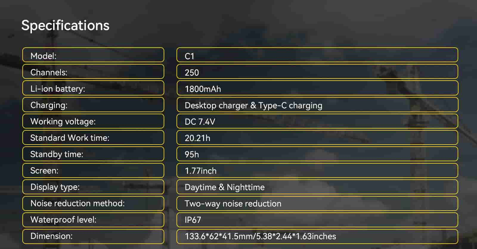 product specifications