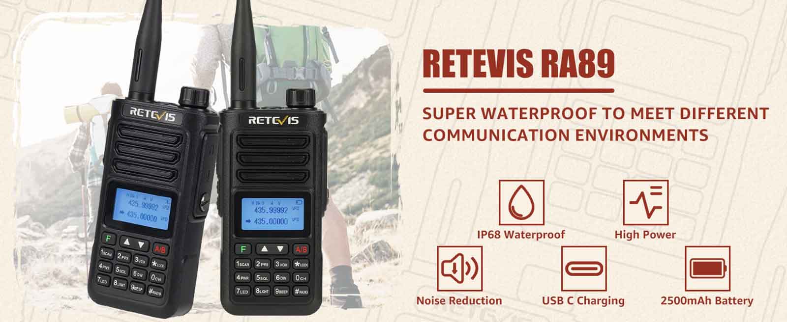 Retevis RA89 high power 10w waterproof ham radio