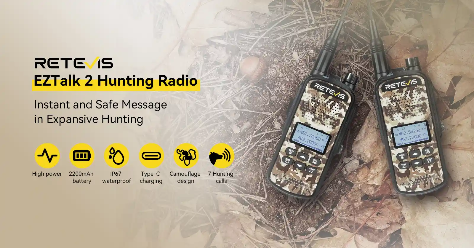 Retevis EZTalk 2 long range GMRS hunting walkie talkie 2pack