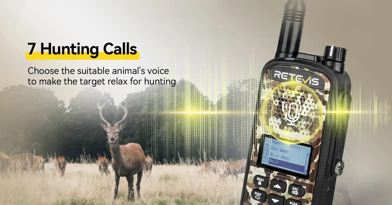 Retevis EZTalk 2 long range GMRS hunting walkie talkie 7 animal calls