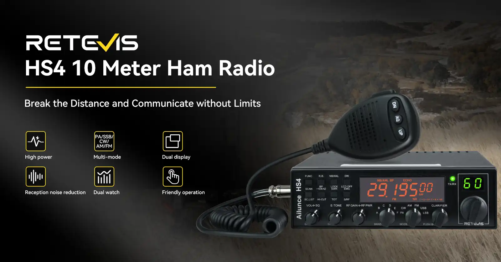 Retevis Ailunce HS4 10 Meter SSB Ham Radio AMFMPAUSBLSBCW Mobile Transceiver 1