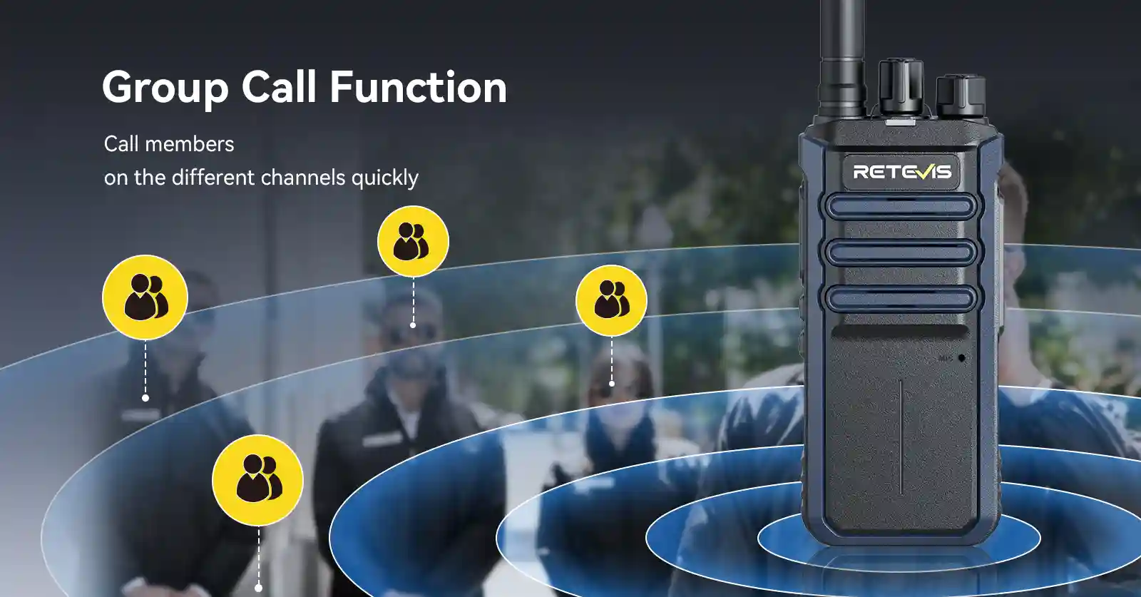 retevis business walkie talkie with group call function